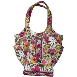 Vera Bradley Tea Garden Large Tote Purse  w/Matching Wallet / RETIRED Print
